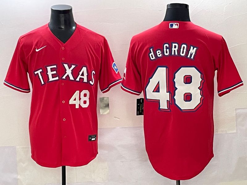 Men 2025 Texas Rangers #48 Degrom Red Game Nike MLB Jersey style 6->boston red sox->MLB Jersey